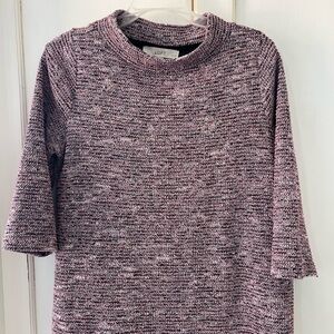 LOFT Women's Heathered Pink Crew Neck Sweater